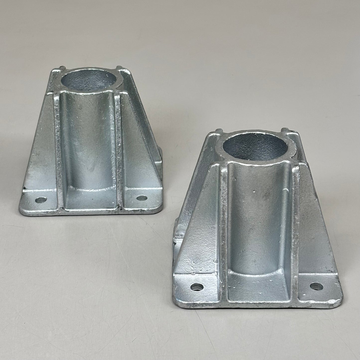 VESTIL (2 PACK) Steel Pipe Safety Railing Cast Steel 5"x4" w/ 2" Socket Hole Silver