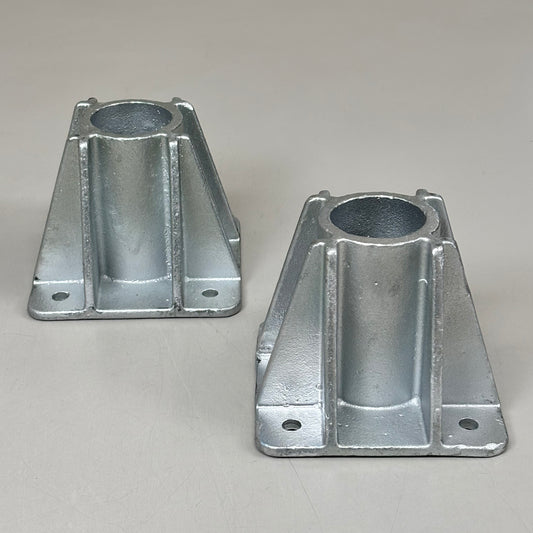 VESTIL (2 PACK) Steel Pipe Safety Railing Cast Steel 5"x4" w/ 2" Socket Hole Silver