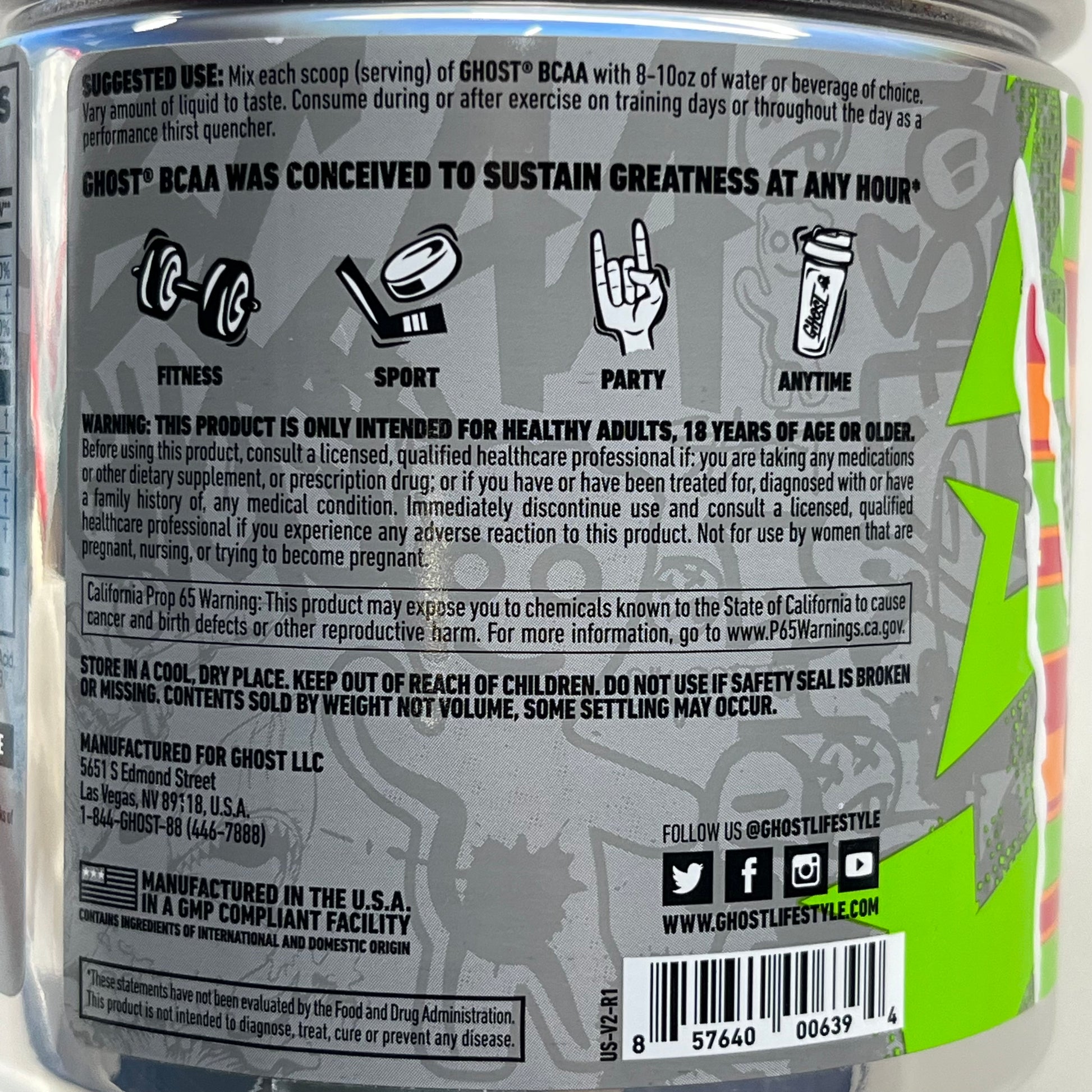 Ghost BCAA, Watermelon - 11.6 oz