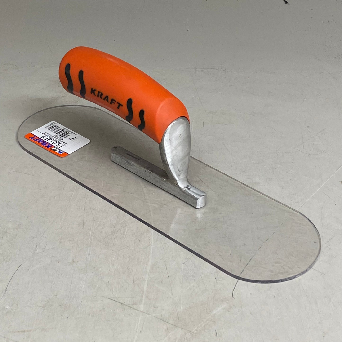KRAFT TOOL CO Round End Plexi-Plastic Trowel with ProForm Handle 12" x 3-1/2"