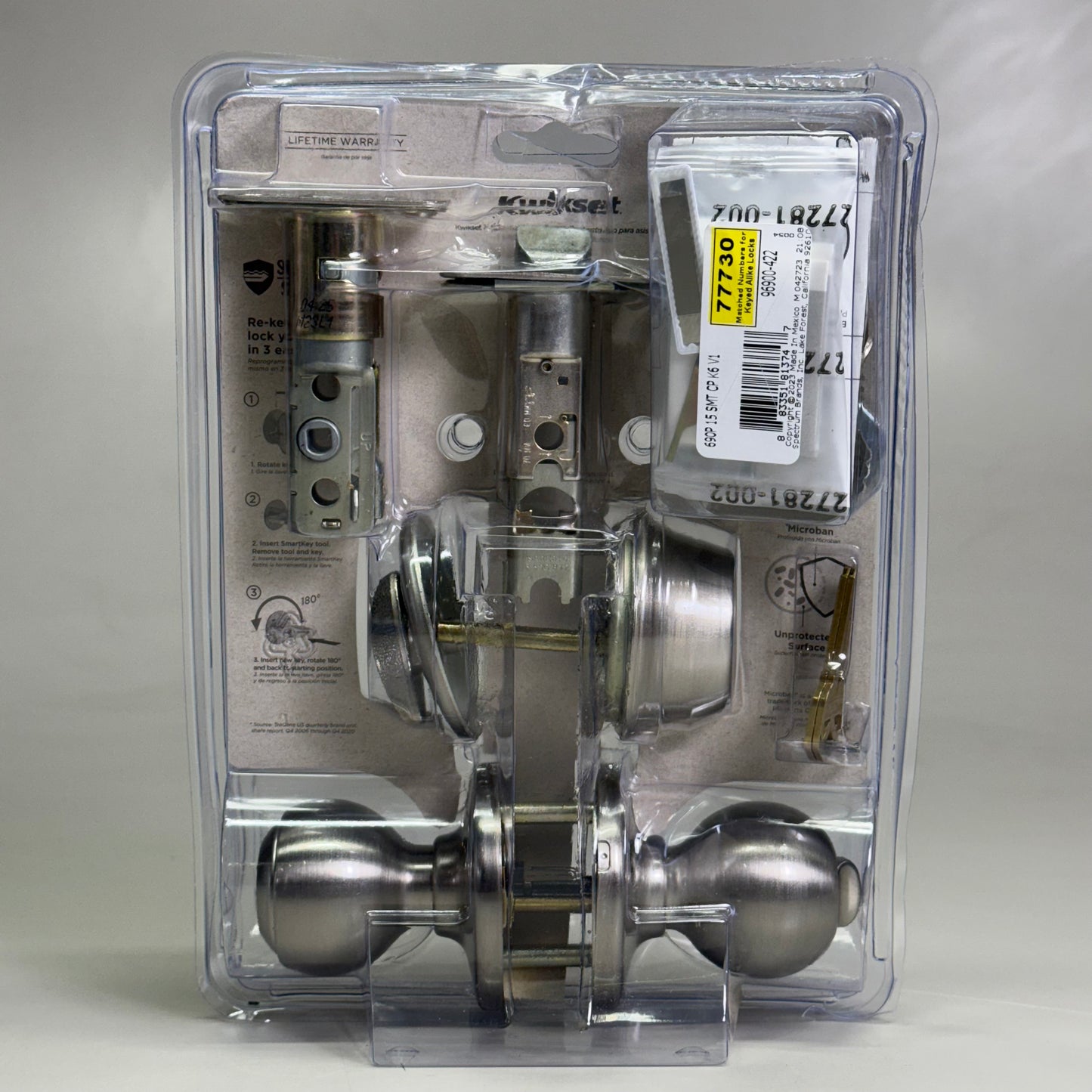 KWIKSET Keyed Entry & Single Cylinder Deadbolt Satin Nickel Finish 96900-422