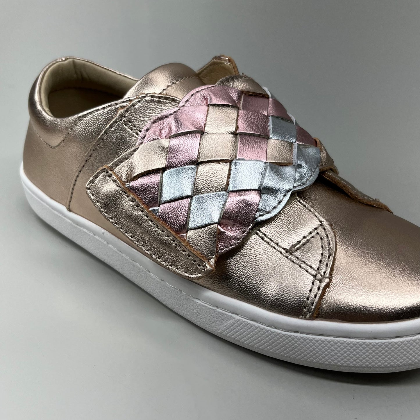 OLD SOLES Igster Sneakers Kid's Leather Shoe Sz 31 US 13.5 Copper/Silver/Pink Frost #6132