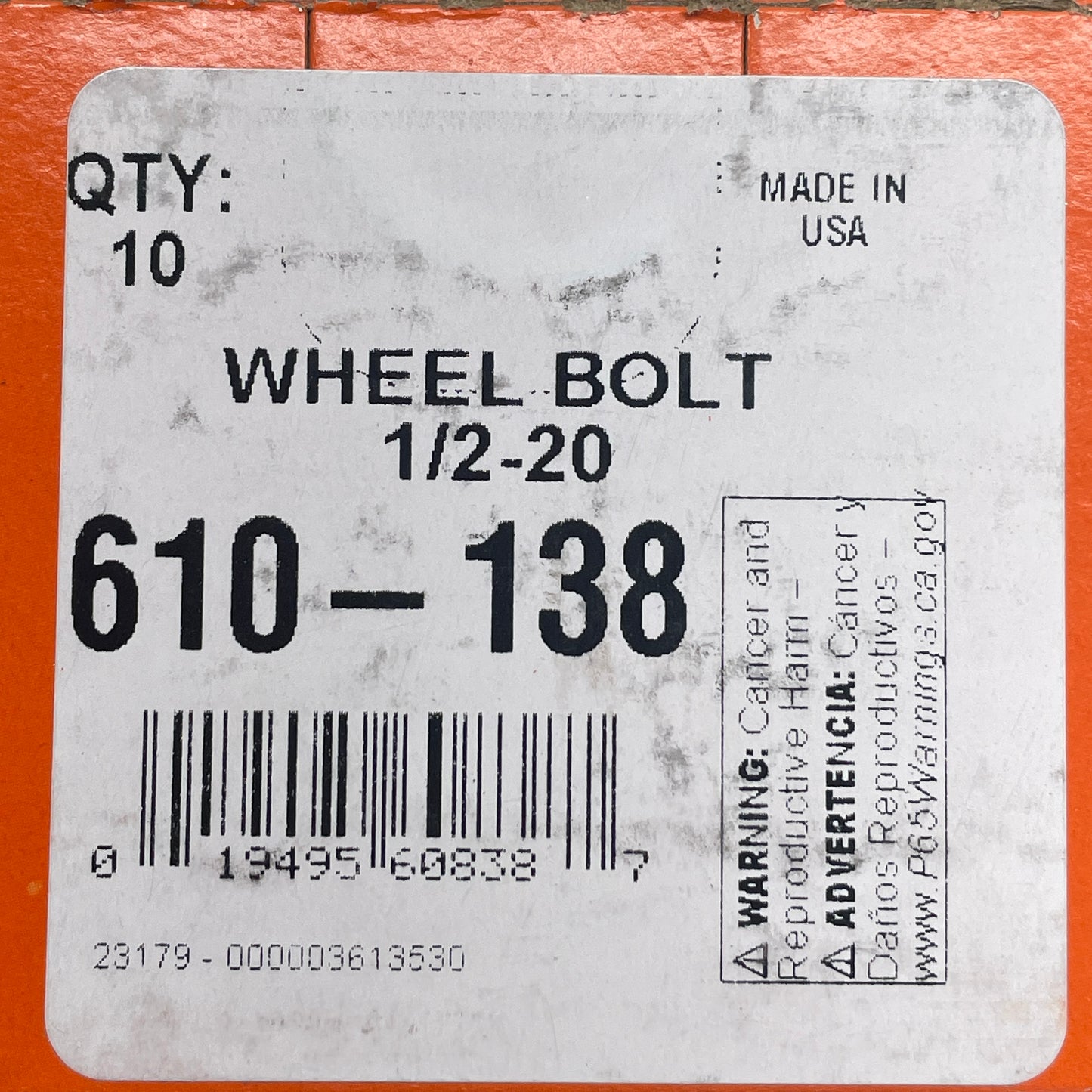 DORMAN Steel Wheel Bolt 1/2-20 610-138