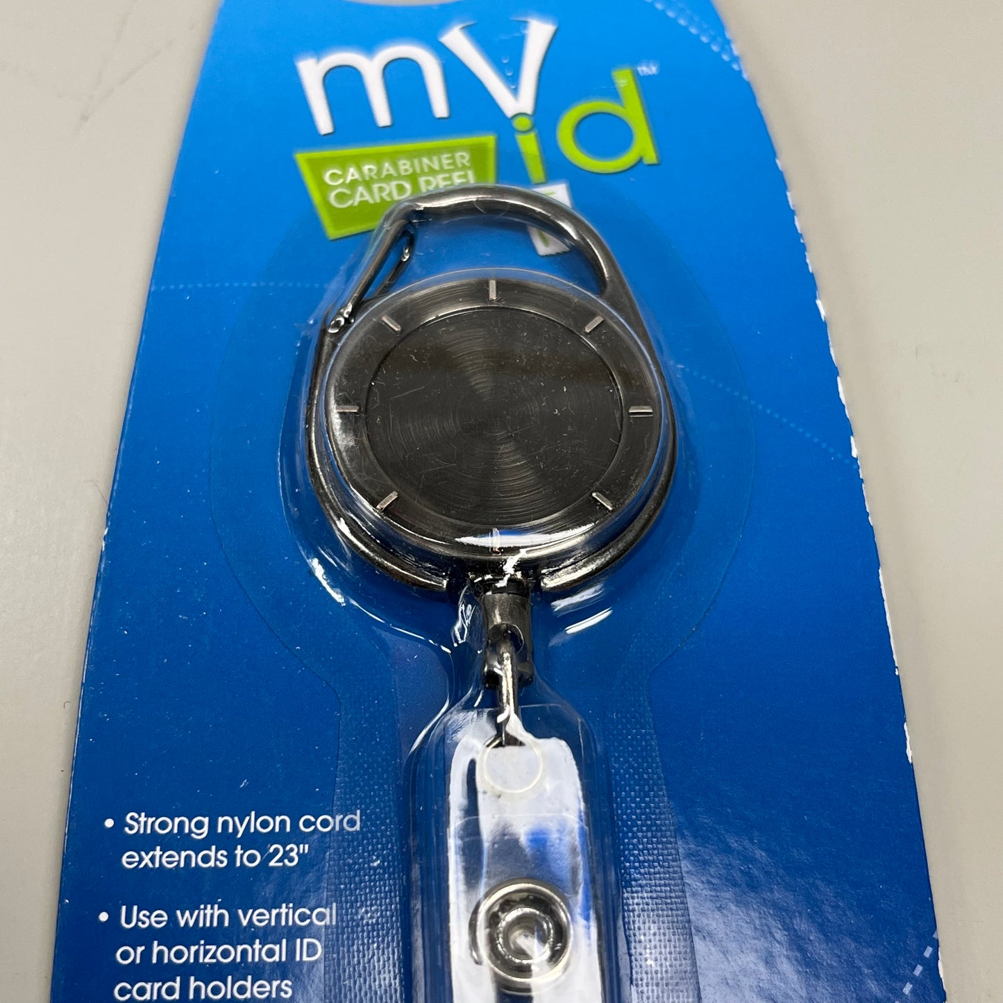 MYID 2-PACK! ID Carabiner Card Reel Badge Holder Extends to 23" Grey 038941 (New)