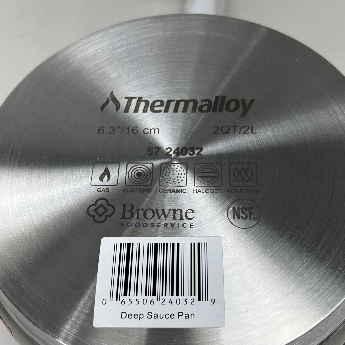 BROWNE Thermalloy Deep Sauce Pan w/ ergonomic handle 5724032 (New)