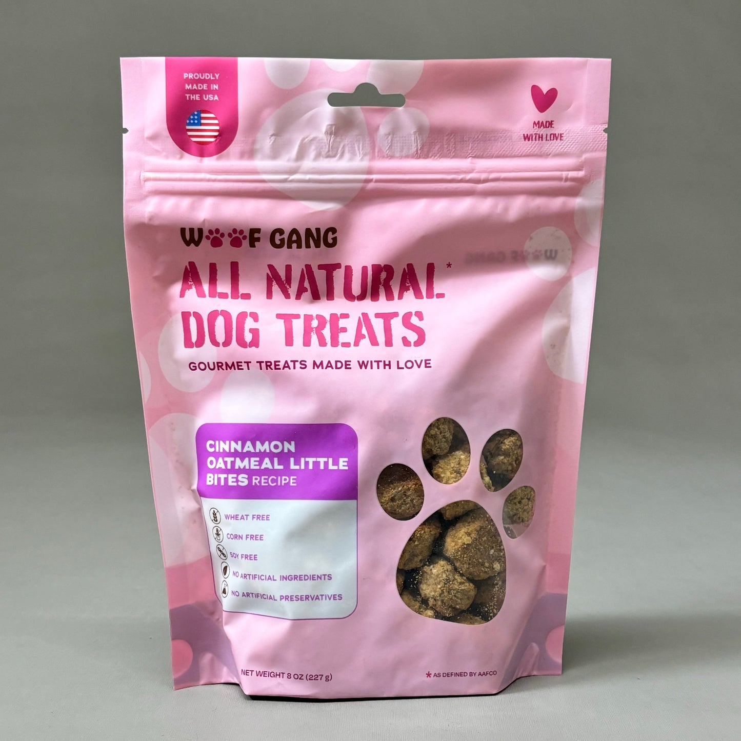 WOOFGANG All Natural Dog Treats 8 oz (4 pack) Cinnamon Oatmeal Little Bites