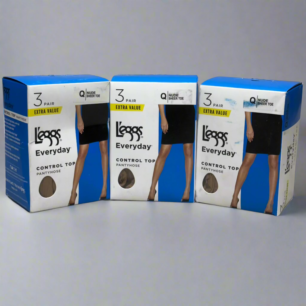 (3 PACK 9 TOTAL) L'EGGS Everyday Sheer Nude Pantyhose Size L Q00J96