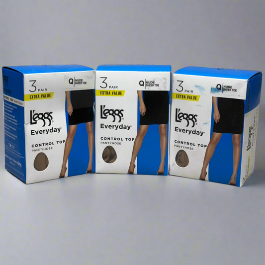 (3 PACK 9 TOTAL) L'EGGS Everyday Sheer Nude Pantyhose Size L Q00J96
