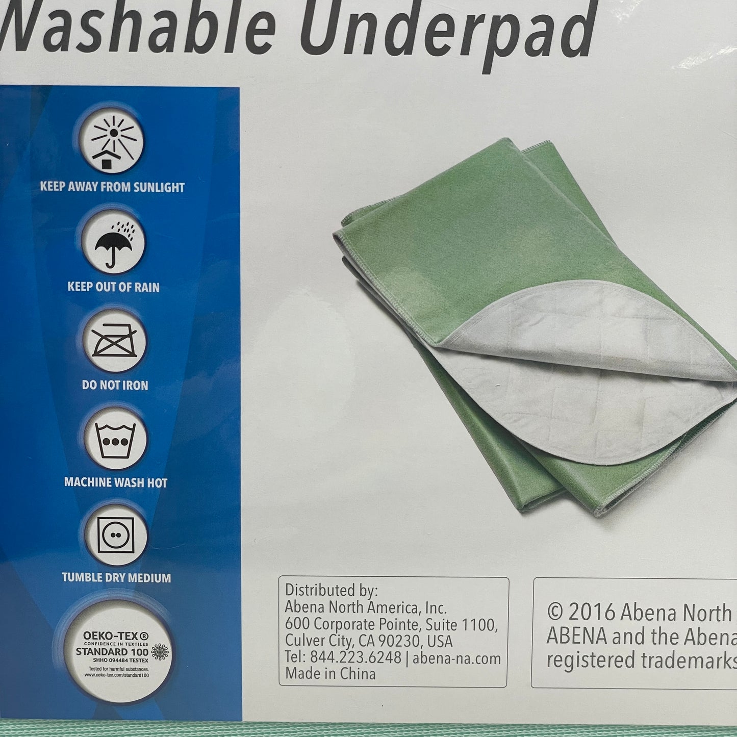 ABENA Home Care Essentials (10 PACK) Washable Bed Underpad 30"x36" Teal 2591