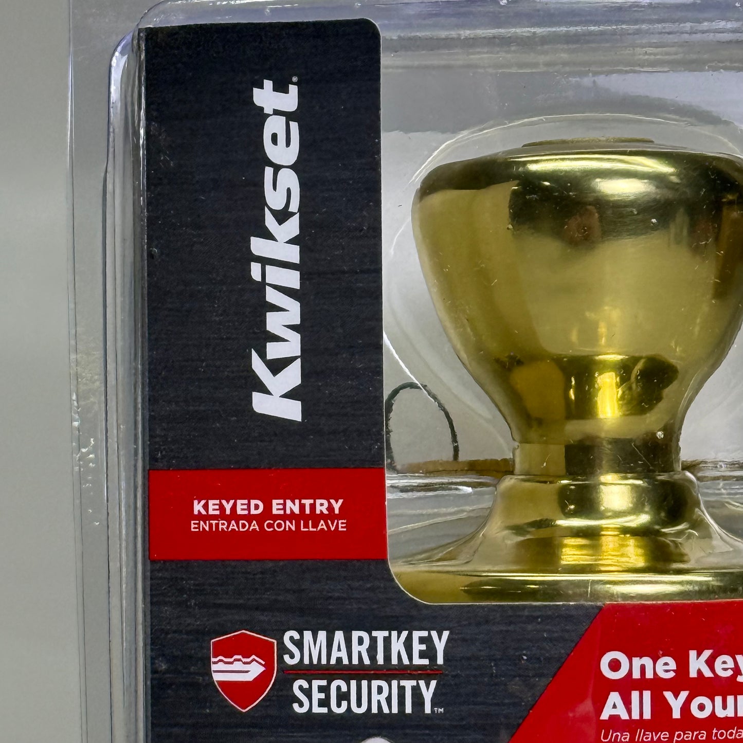 KWIKSET Smartkey Security Keyed Entry Door Knob w/ Microban Gold 94002-951