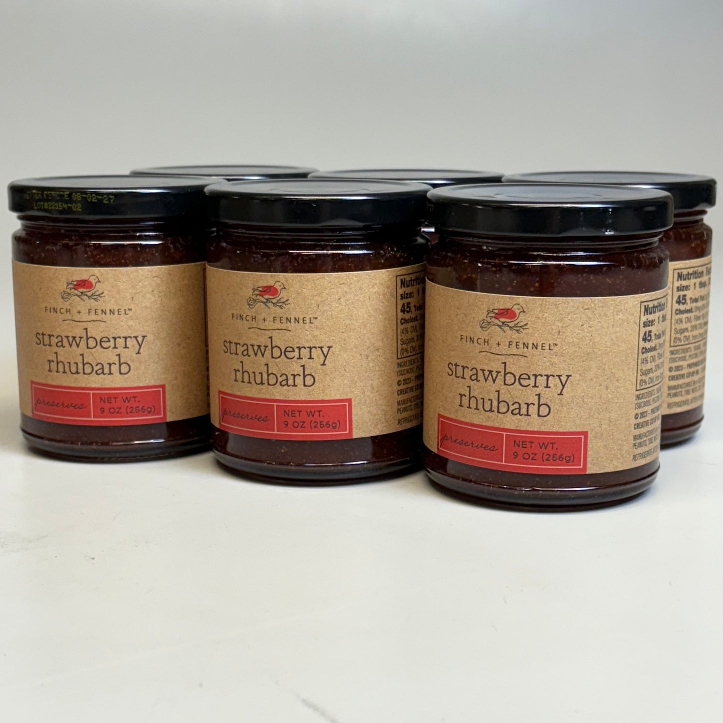 ZA@ FINCH + FENNEL (6 Pack) Strawberry Rhubarb Dip/Spread 9 oz BB 08/27 E