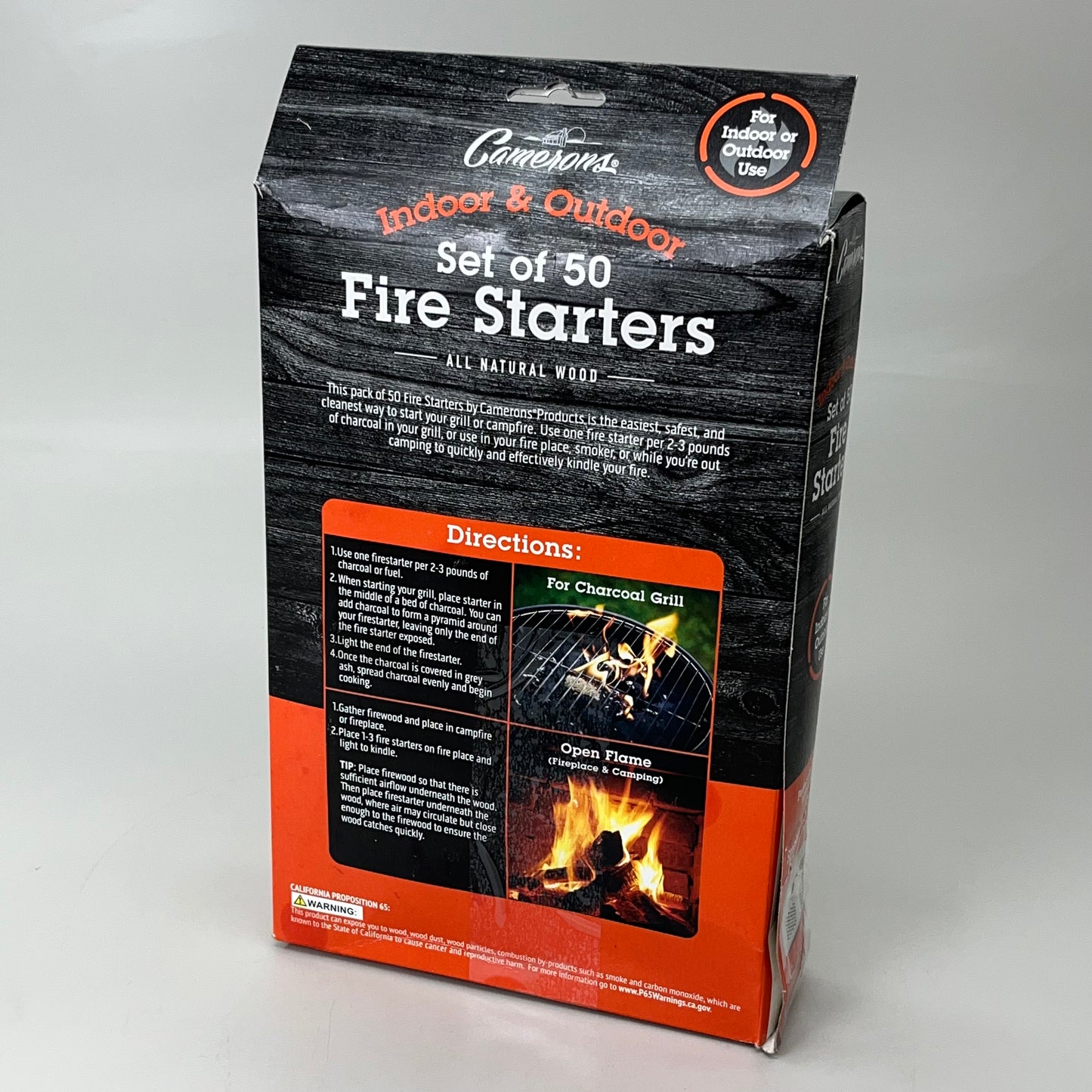 Z@ CAMERONS (Box of 50) Indoor & Outdoor Fire Starters All Natural Wood CAM-BBI-647