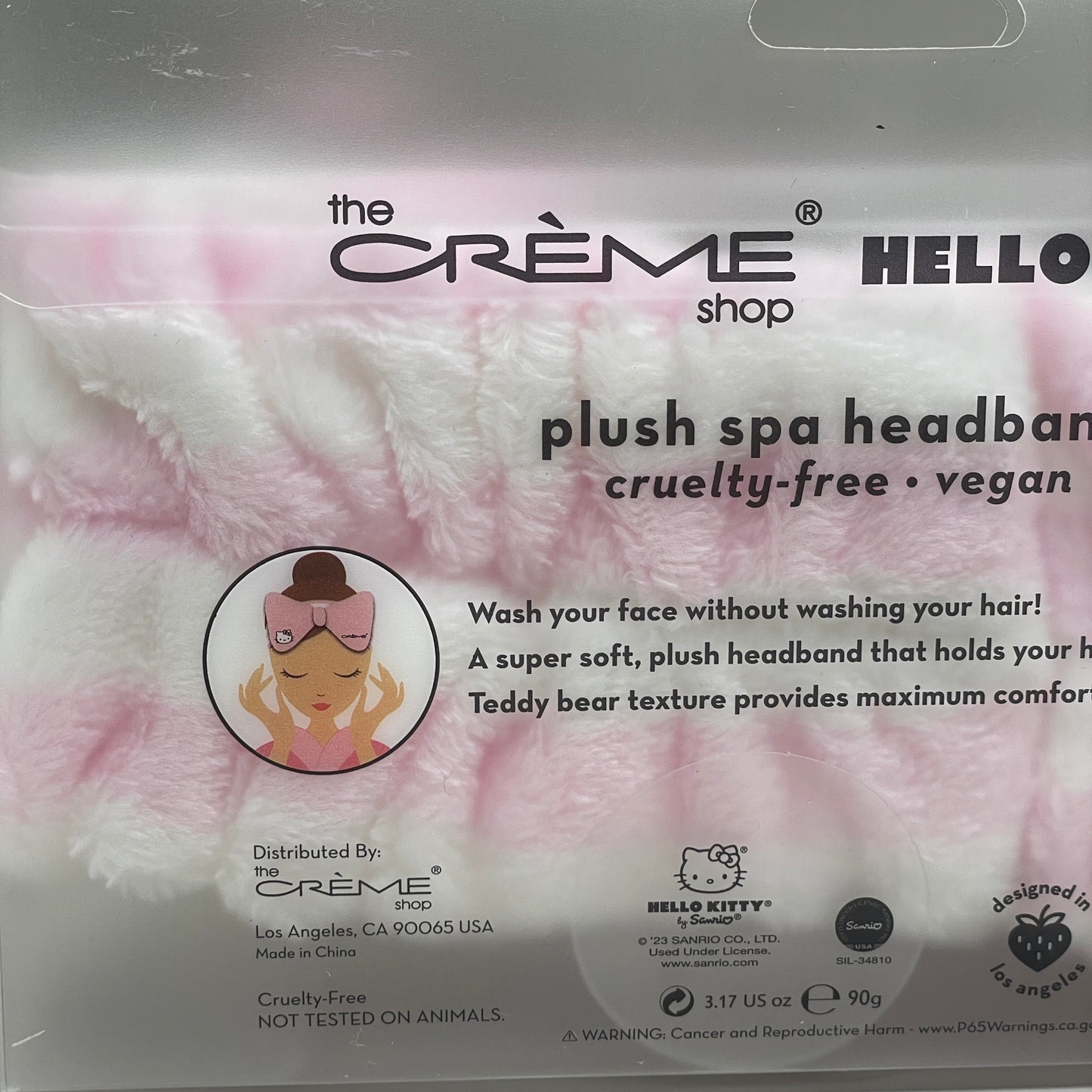 THE CRÈME SHOP (2 PACK) Sanrio Hello Kitty Plush Spa Headband Pink Stripe HKHBP6040