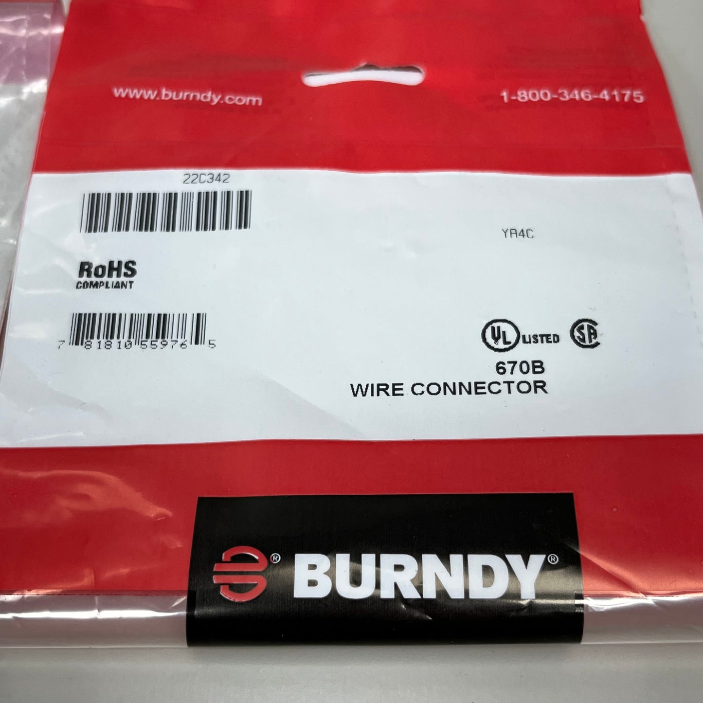 BURNDY 2-PACK! Wire Connector 2" Silver YA4C (New)