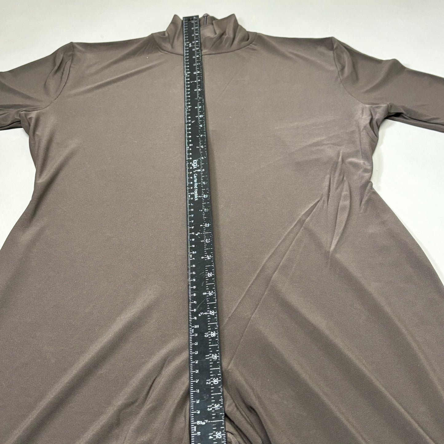 NORMA KAMALI Slim Fit Turtleneck Catsuit w/ Footsie Women's Sz XL/42 Chocolate