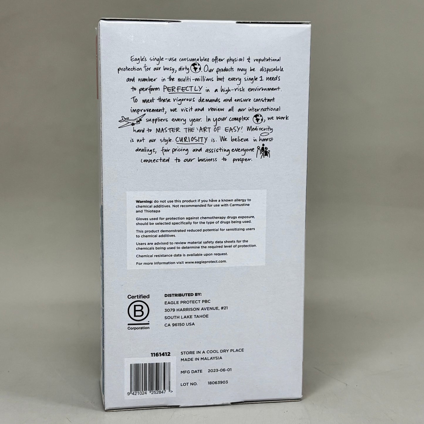 ZA@ EAGLE (10 BOXES, 100 GLOVES EACH) Sensitive Nitrile Examination Gloves Sz L Blue As-is