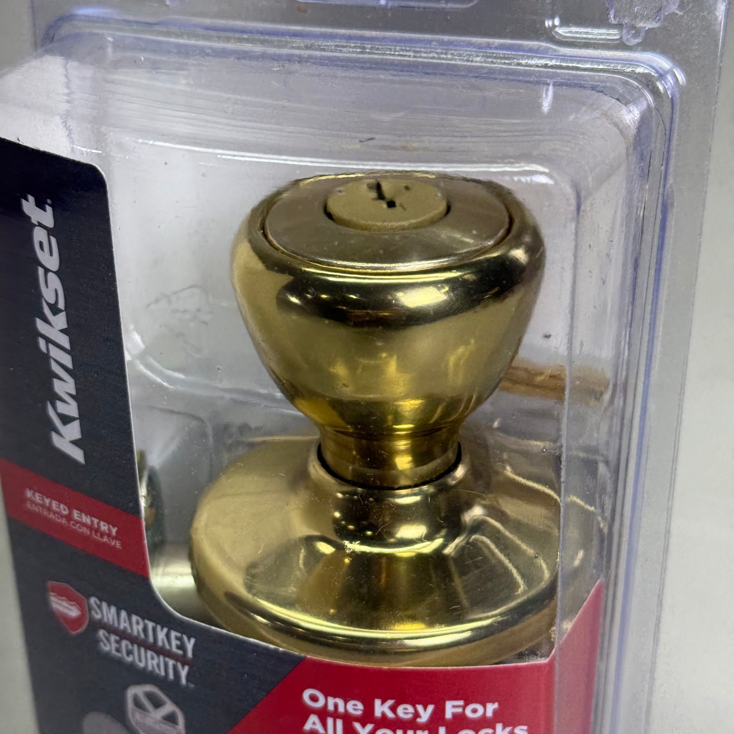 KWIKSET Smartkey Security Keyed Entry Door Knob w/ Microban Gold 94002-951