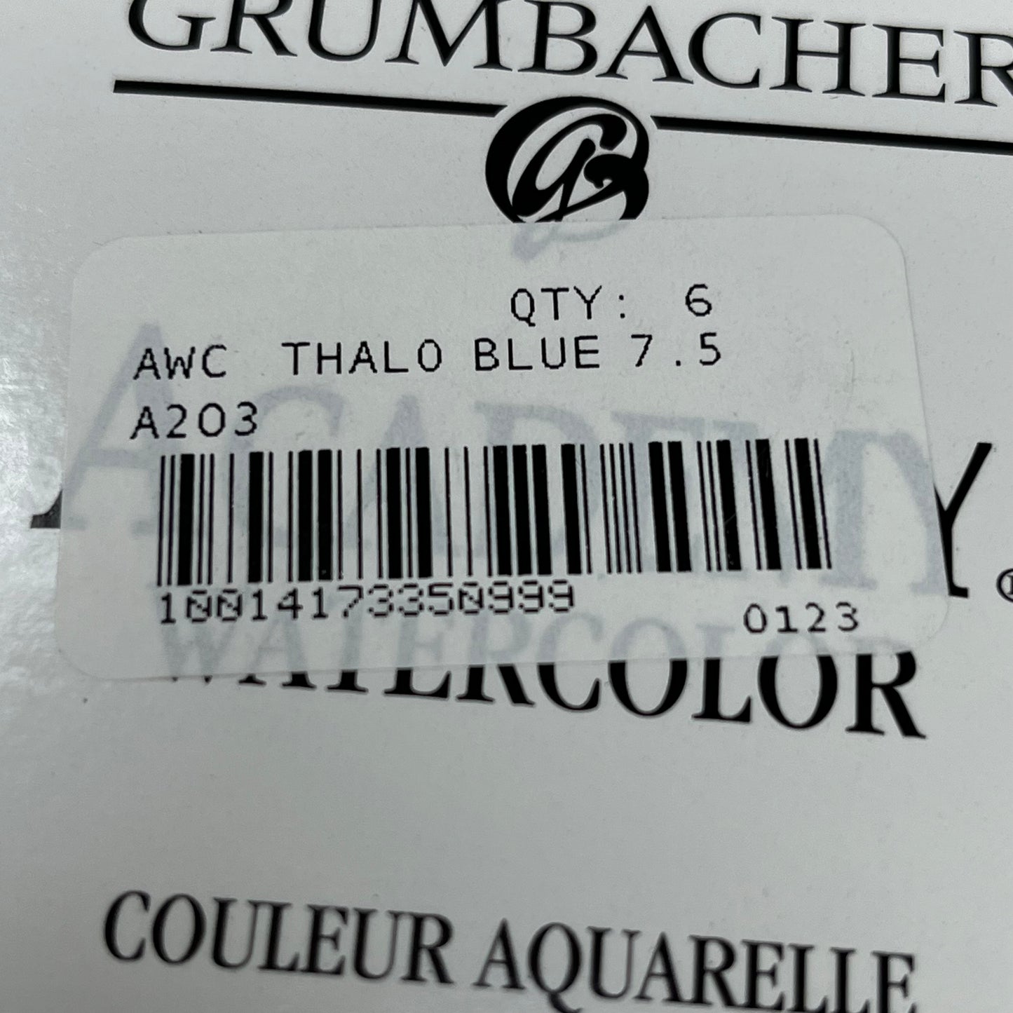 GRUMBACHER 6-PACK! Academy Watercolor Paint Thalo Blue .25 fl oz / 7.5 ml A203 (New)