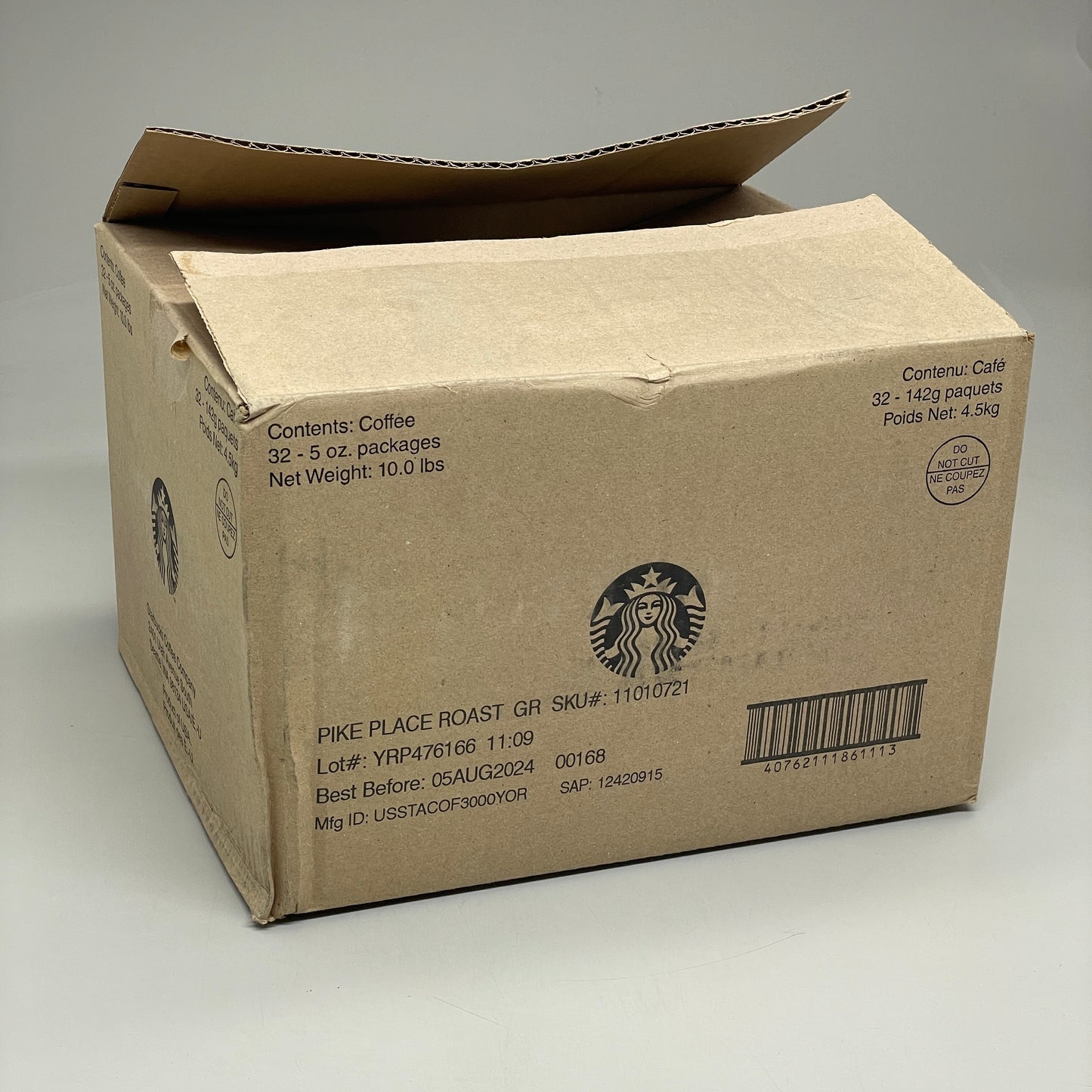 ZA@ STARBUCKS (32 PACK) Pike Place Roast Coffee 5 oz 08/24 (AS-IS)