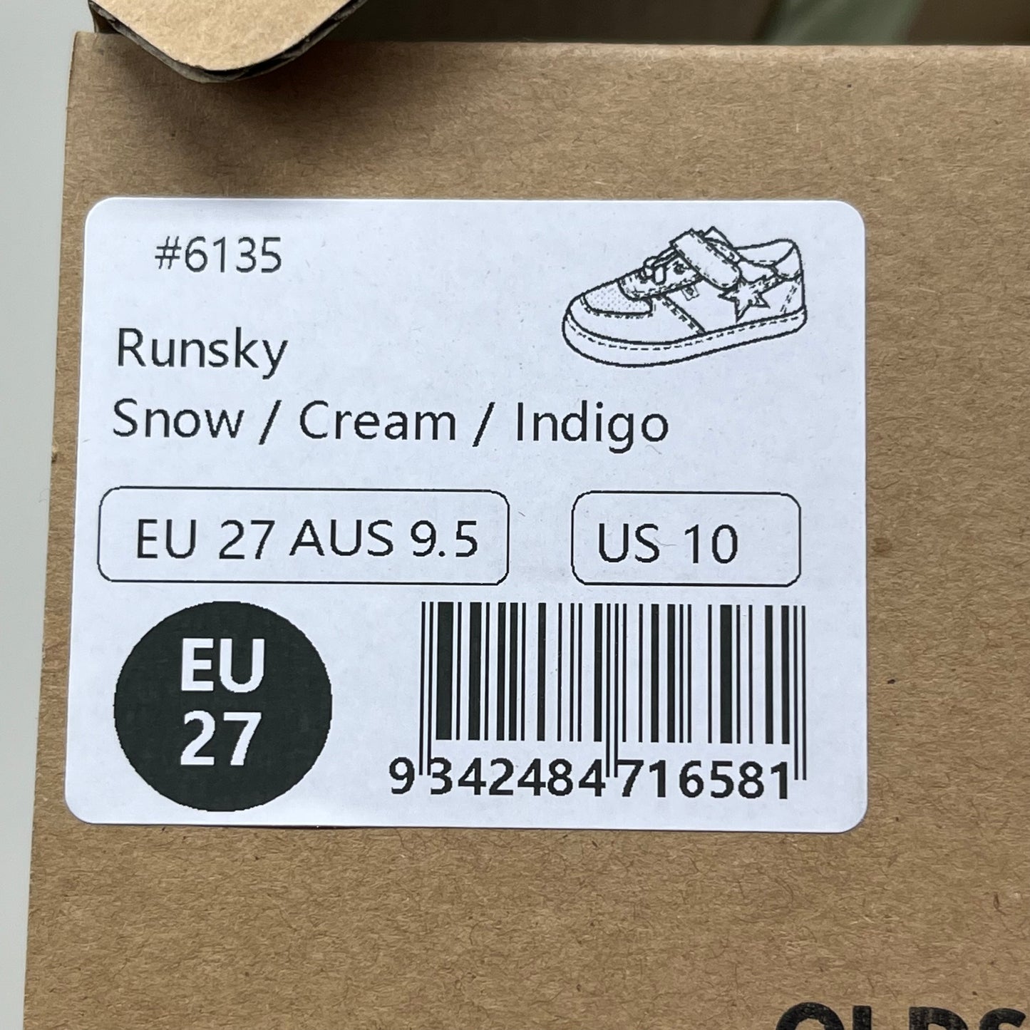OLD SOLES Runsky Sneakers Leather Shoe Kid’s Sz 27 US 10 Cream/Indigo/Snow #6135