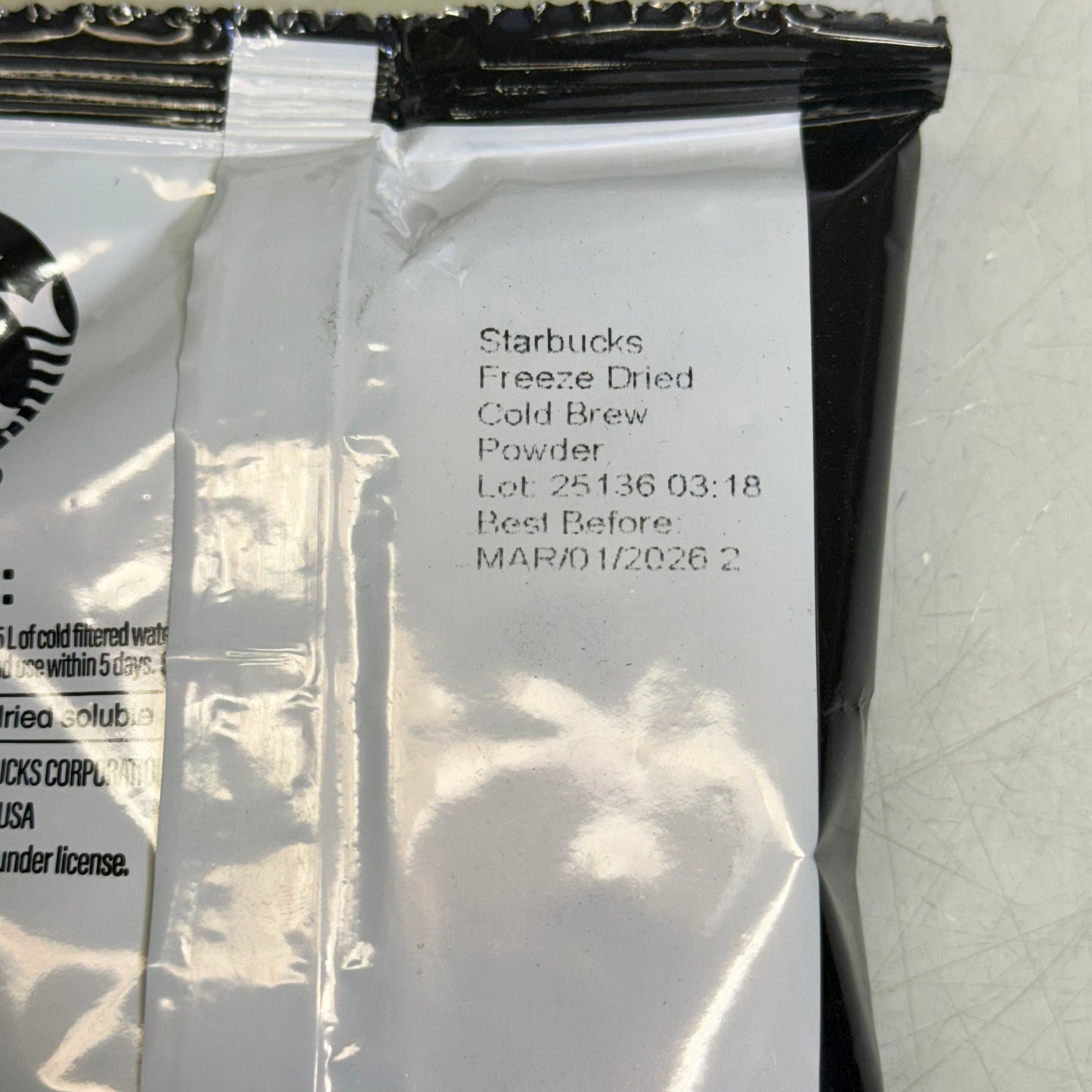 ZA@ STARBUCKS (20 PACK) Freeze Dried Cold Brew Powder 1.48 oz/pouch BB 03/26