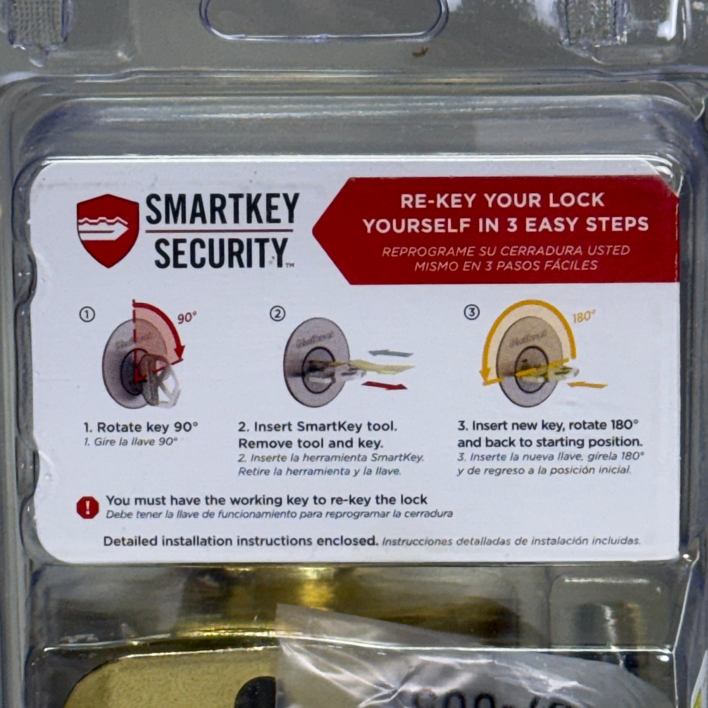 KWIKSET Smartkey Security Keyed Entry Door Knob w/ Microban Gold 94002-951