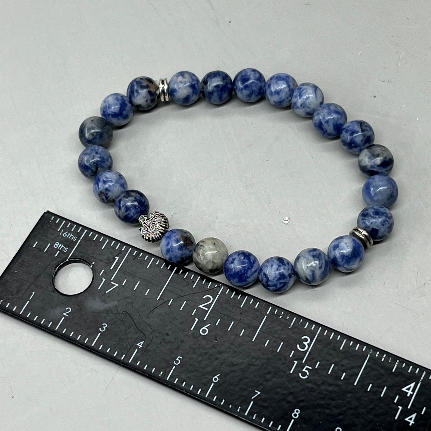 BEST WHOLESALE 6-PACK! Blue Marbled Beaded Crystal Bracelets 3" New