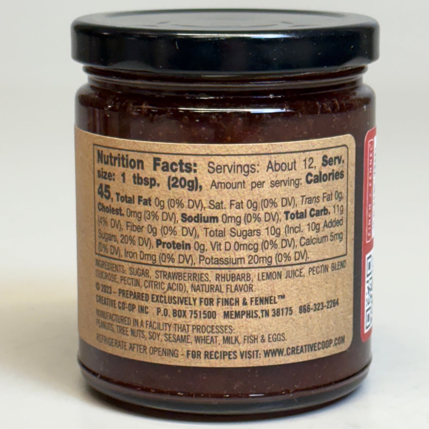 ZA@ FINCH + FENNEL (6 Pack) Strawberry Rhubarb Dip/Spread 9 oz BB 08/27 F