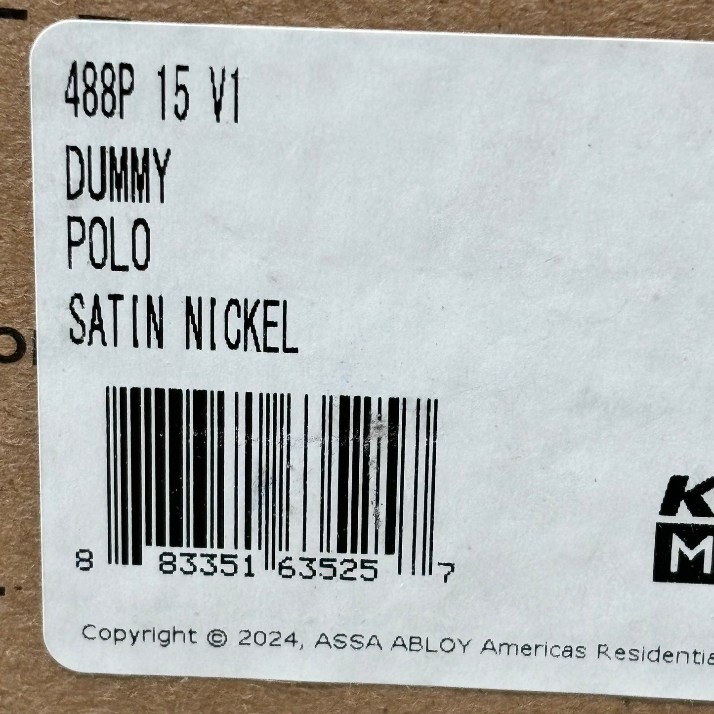 KWIKSET Polo Dummy Door Knob Single Sided Handle Satin Nickel 488P-15