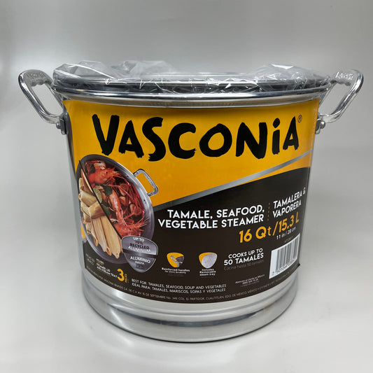 VASCONIA Steamerpot Lid and Tray Aluminum Stainless 16 qt Silver 713411 (New)