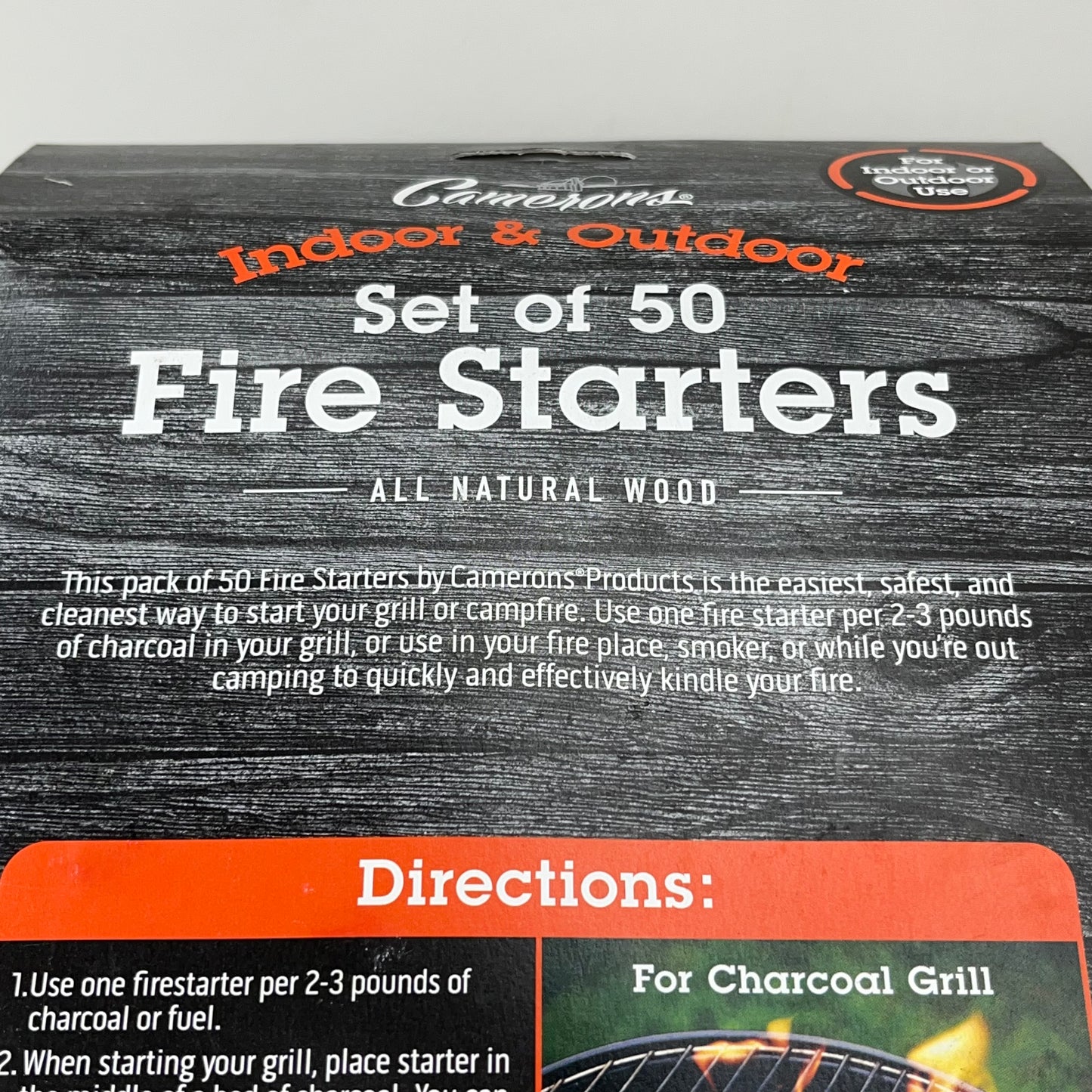 Z@ CAMERONS (Box of 50) Indoor & Outdoor Fire Starters All Natural Wood CAM-BBI-647