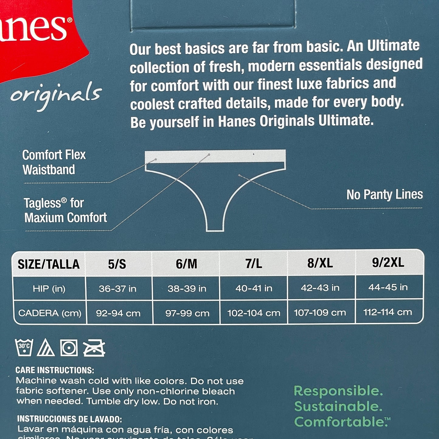 HANES 3 PACK!! Originals Women's Breathable Cotton Stretch Thongs Underwear Sz 6/M Navy/White/Floral 45U0BT