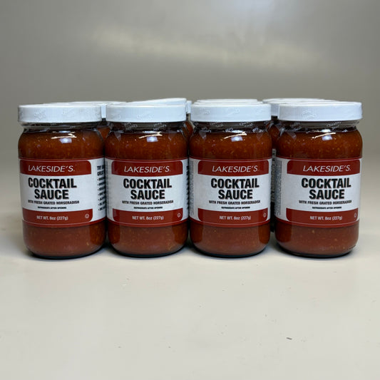 LAKESIDE (12 Pack) Cocktail Sauce W/ Fresh Grated Horseradish 8 oz BB 04/25