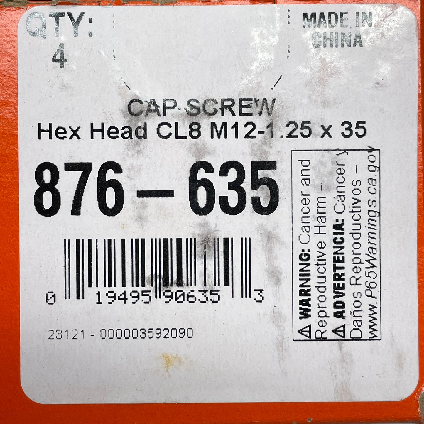 DORMAN (2 PACK) Hex Head Bolts Cap Screw M12-1.25 x 35 876-635