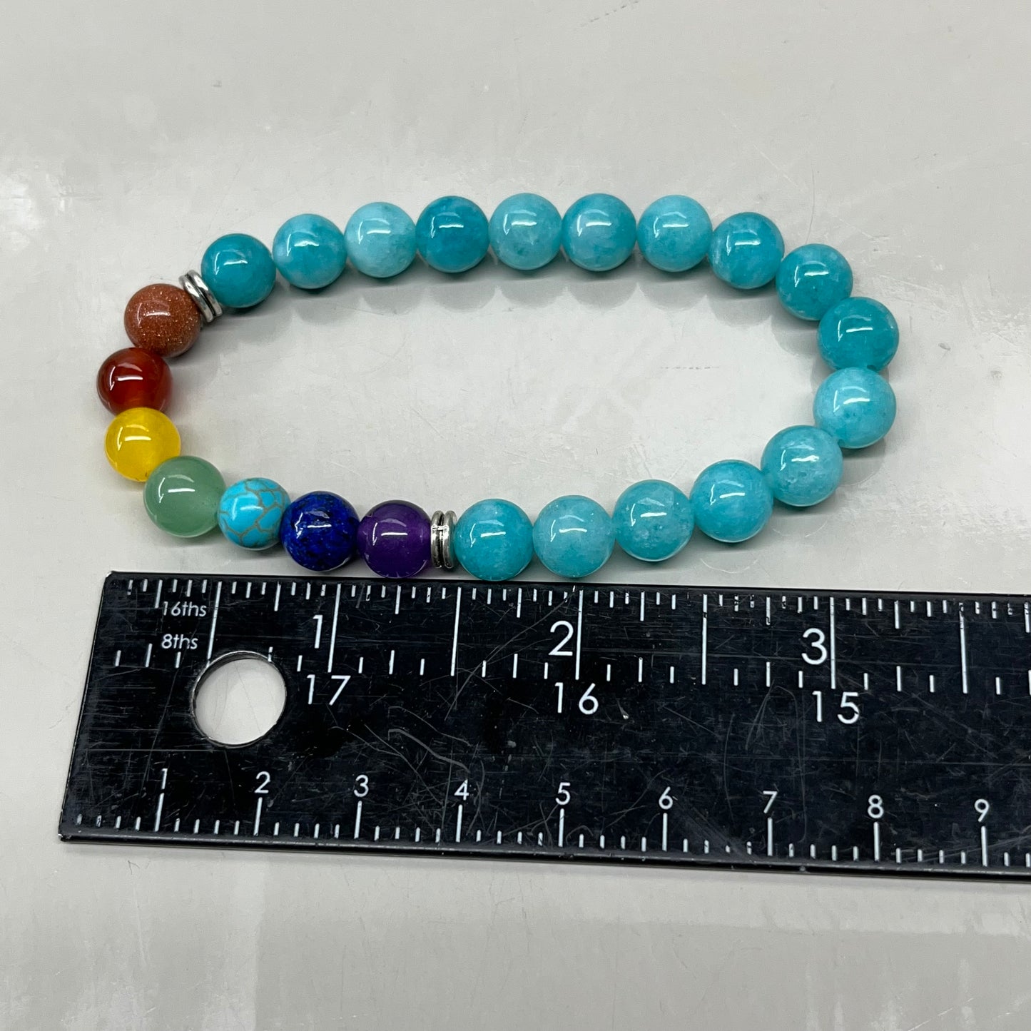 BEST WHOLESALE 12-PACK! Beaded Turquoise/Rainbow Crystal Bracelets 3" New