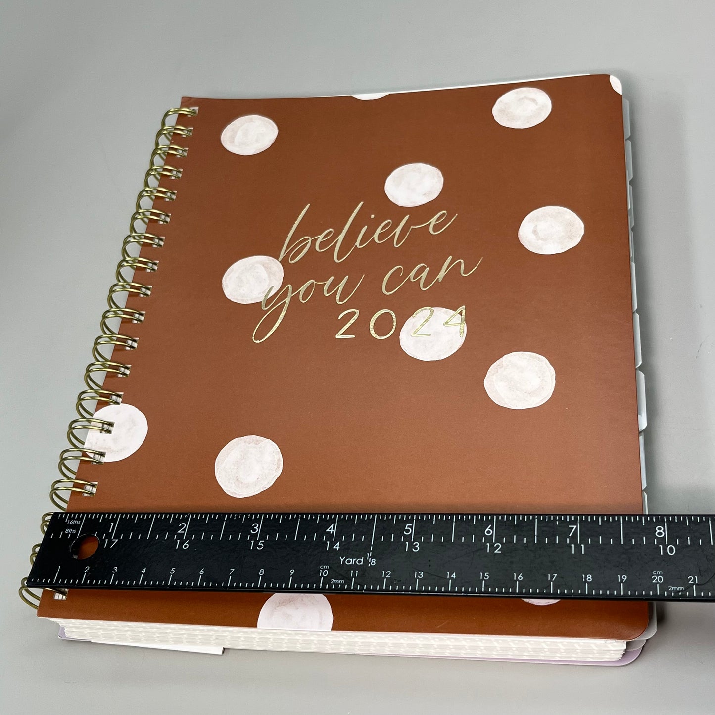 GRAPHIQUE Polka-Dot Believe 2024 Planner Journal 18 Months 8"x10" Brown PUW01524