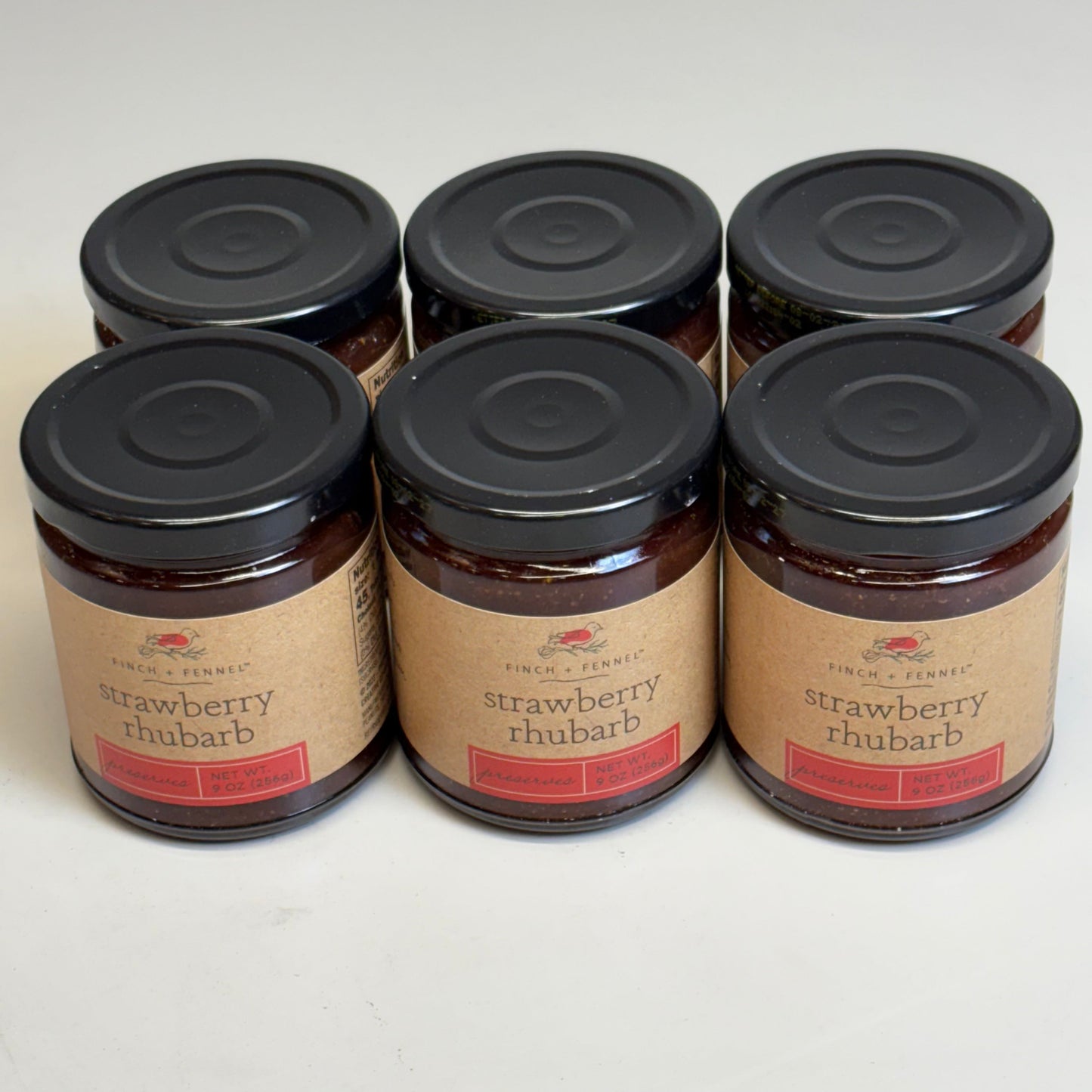 ZA@ FINCH + FENNEL (6 Pack) Strawberry Rhubarb Dip/Spread 9 oz BB 08/27 E