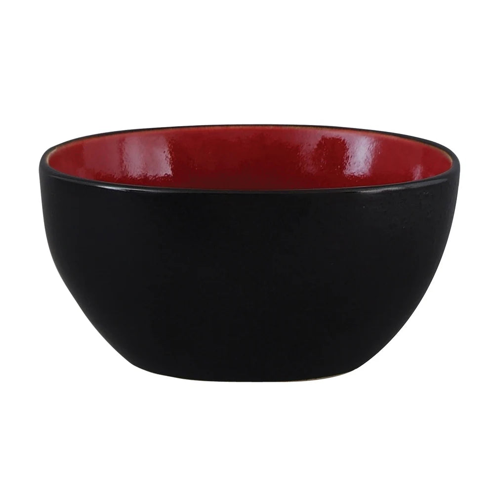 GIBSON SOHO  (40 PIECE SET) Lounge Square Dinnerware Set  Red/Black 128138.40R