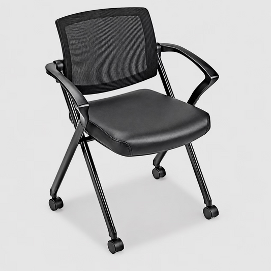 SITONIT SEATING (2 PACK) Mesh Nesting Chair with Armrests Vinyl Black H-12466BL
