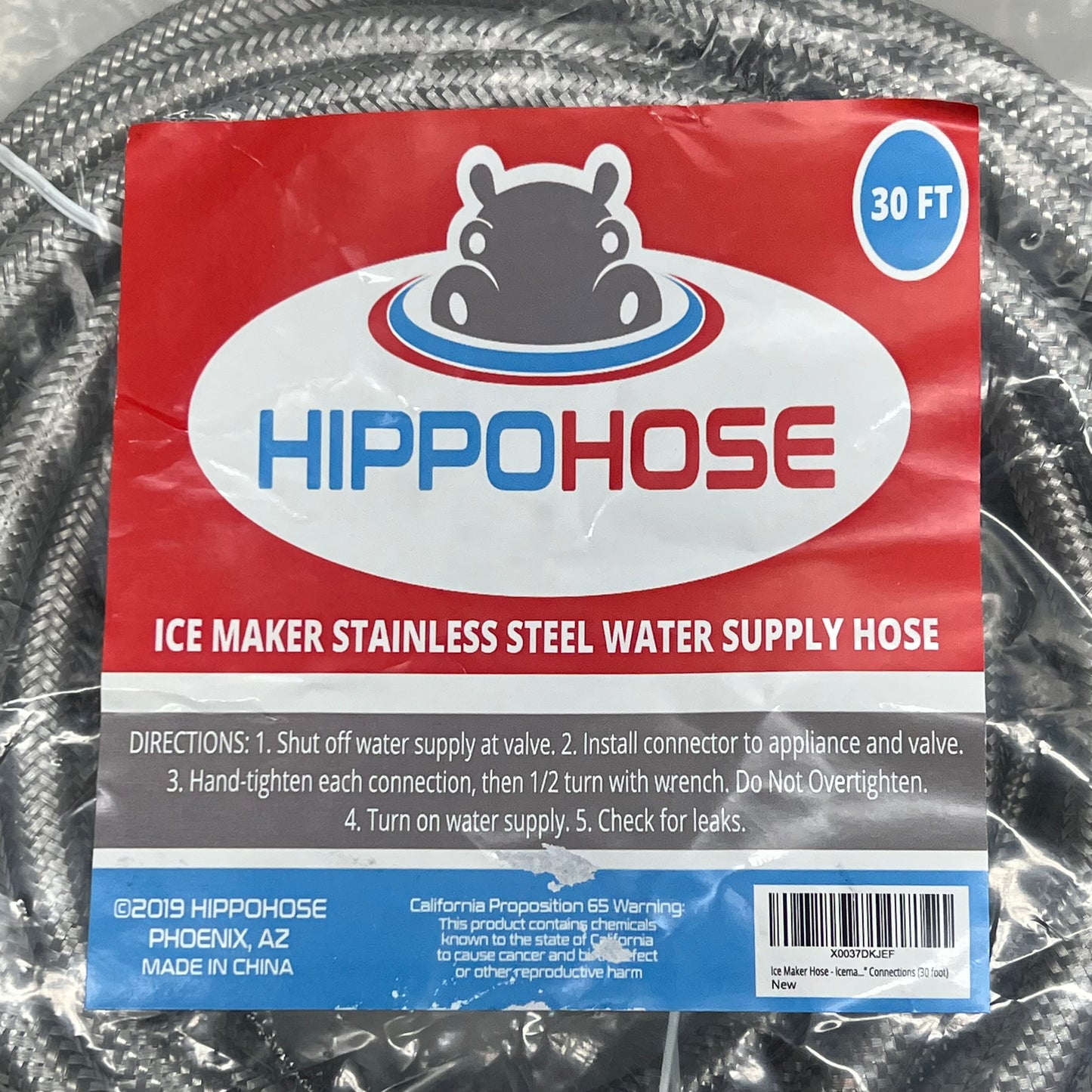 HIPPOHOSE Braided Stainless Steel Refrigerator/Ice Maker Water Supply Hose 30ft X0037DKJEF