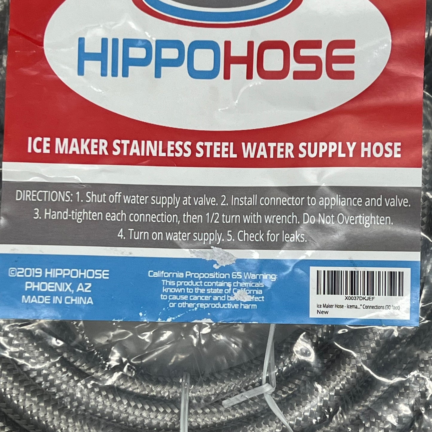 HIPPOHOSE Braided Stainless Steel Refrigerator/Ice Maker Water Supply Hose 30ft X0037DKJEF