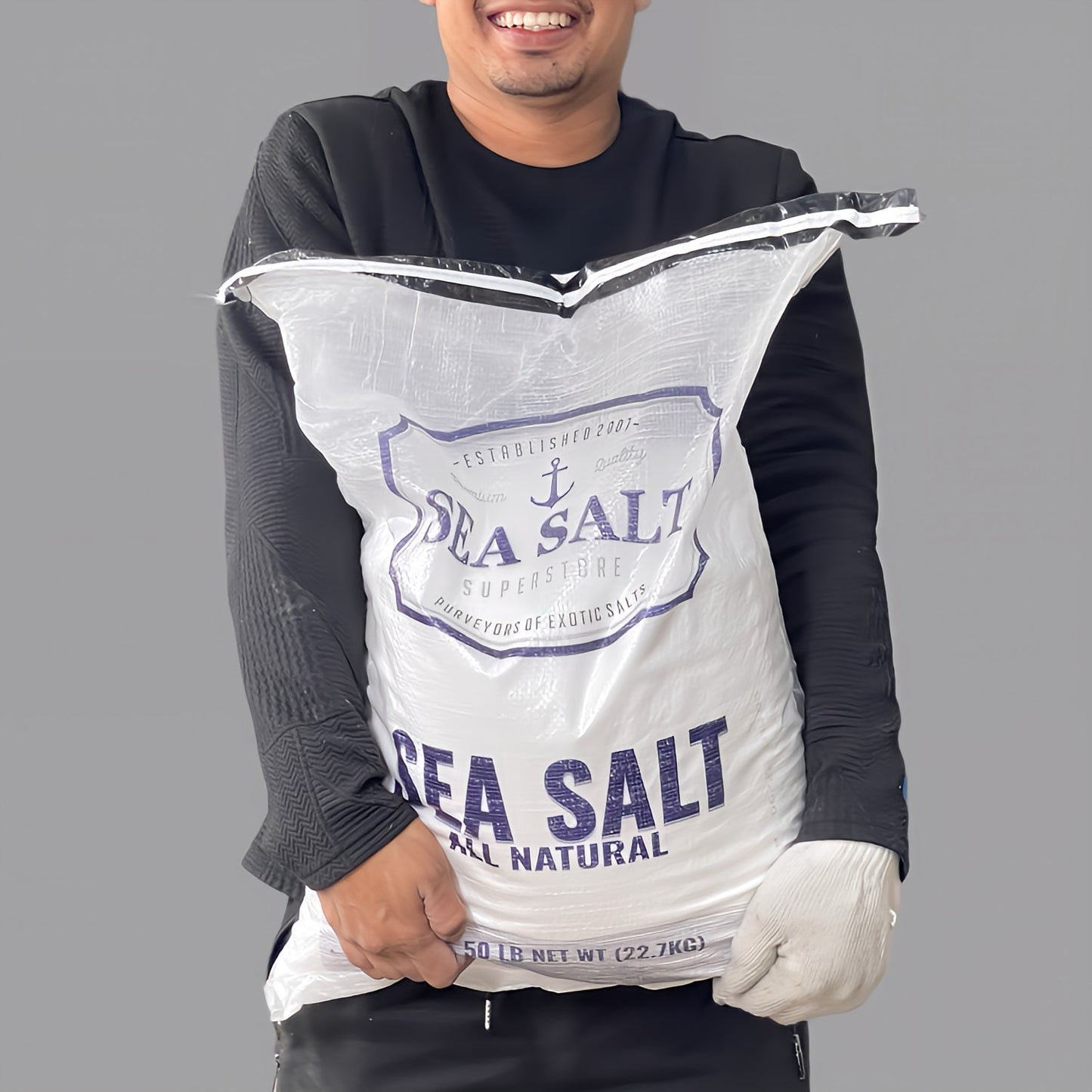 SEA SALT SUPERSTORE (50 LBS) All Natural Kosher Fine Grain Sea Salt BB 06/28