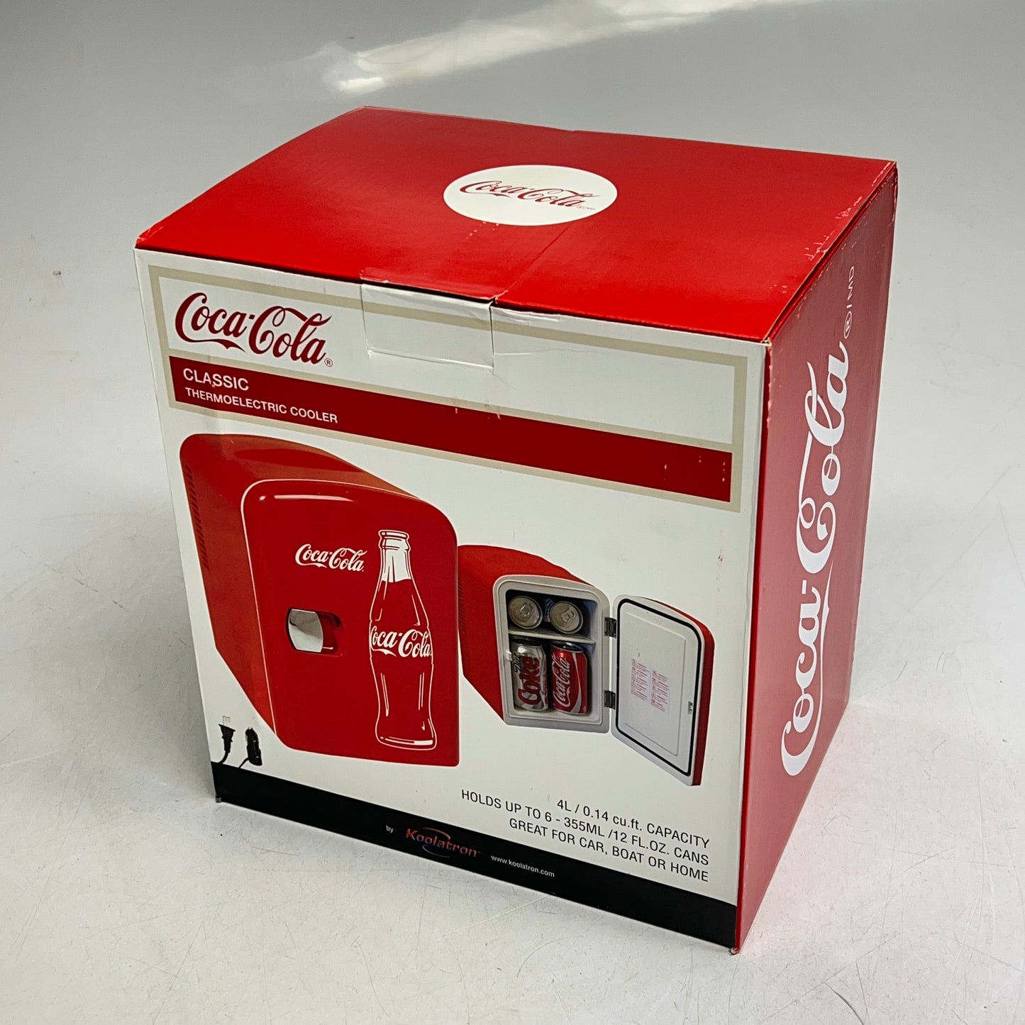 KOOLATRON Coca-cola Classic Travel Mini Fridge 12V DC Fits 6 Cans Red KWC-4