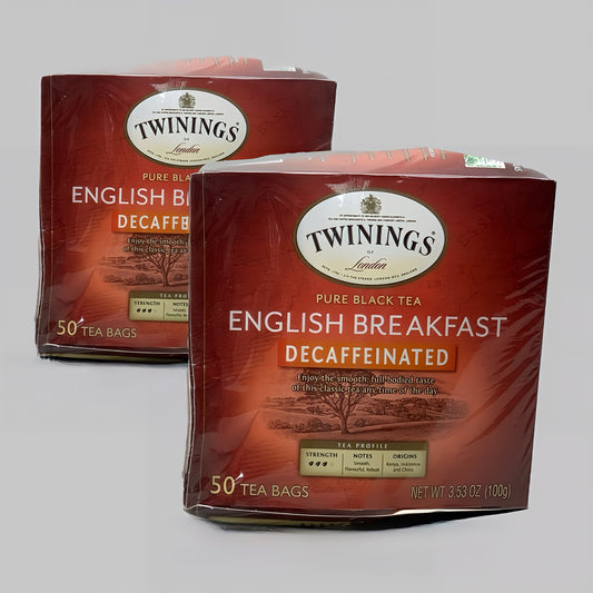 TWININGS (2 PACK) 100 Bags English Breakfast Decaffeinated Pure Black Tea BB 05/2025 (New Other)