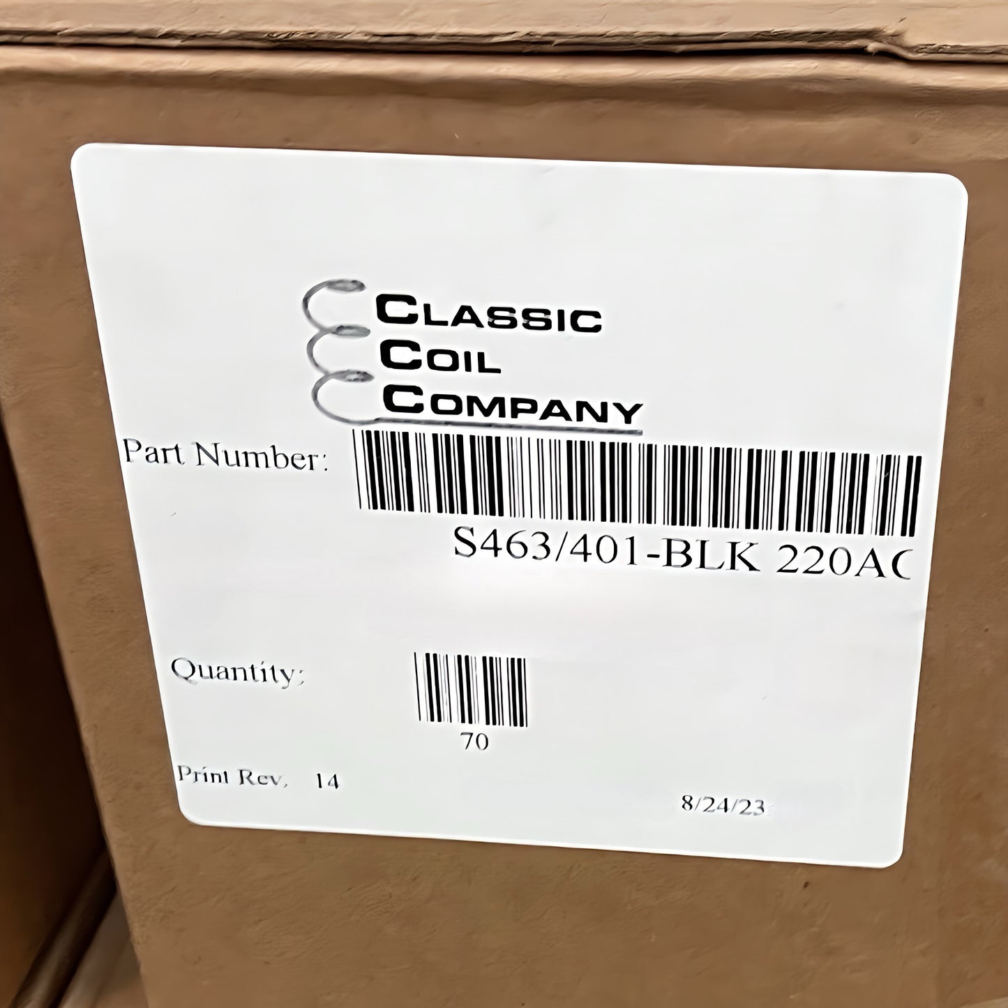 CLASSIC COIL COMPANY (72 PACK) Elevator Valve Coils S463/401 -BLK 220AC