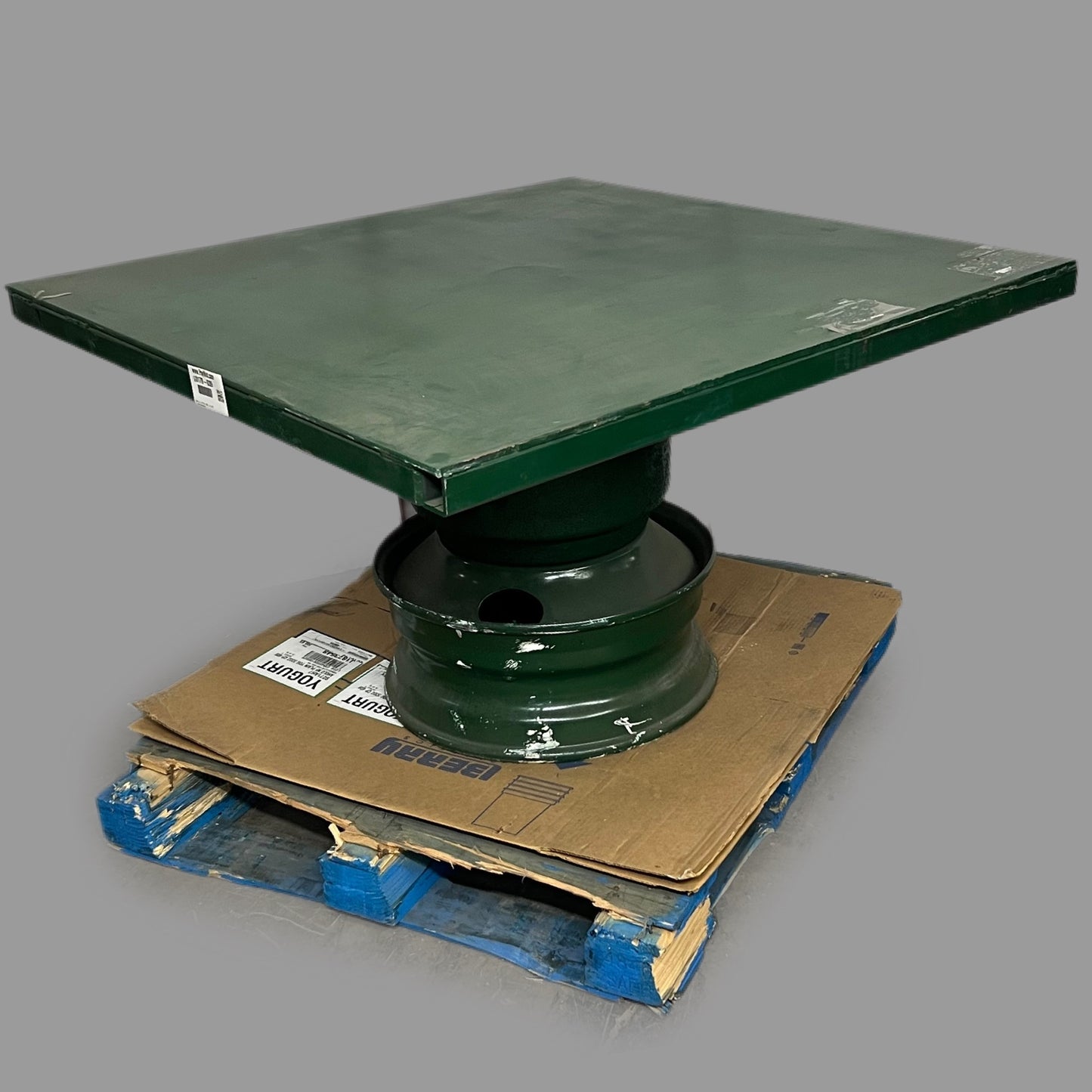 HANDMADE 48" Heavy-Duty Steel Rotating Table / Redneck Dining Table Green (Pre-Owned, AS-IS)