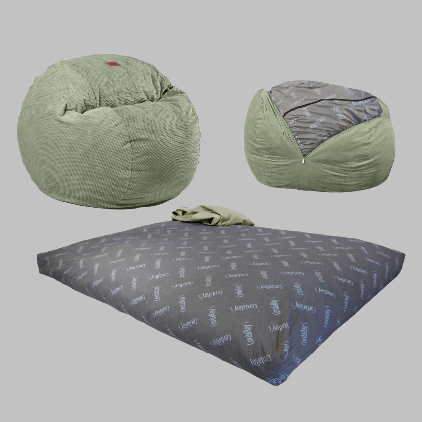 CORDAROY'S Bean Bag Chair CONVERTS TO A BED) w/ Chenille Queen