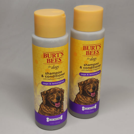 BURT'S BEE'S (2 PACK) For Dogs Shampoo & Conditioner Sage & Lemongrass 12 oz FFP10124