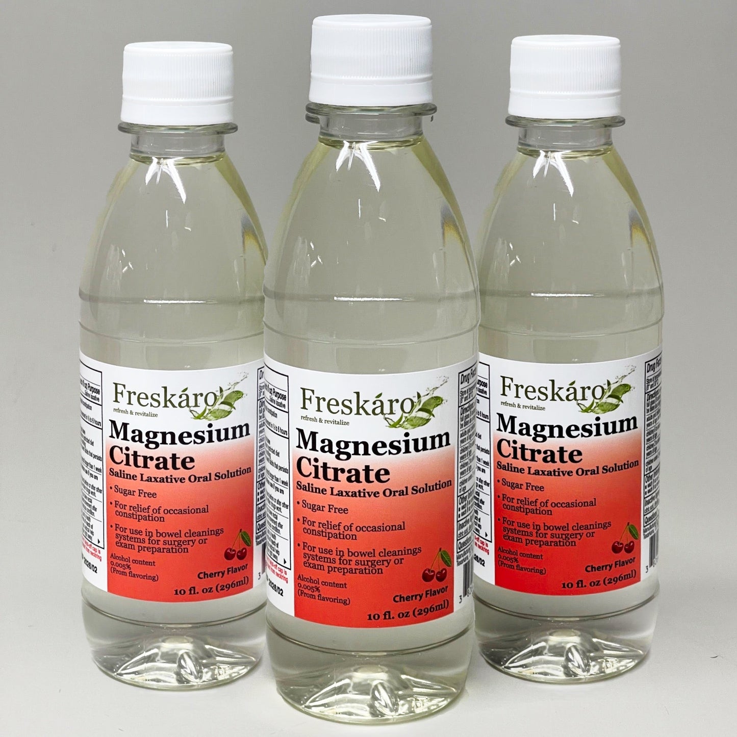 FESKARO (3 PACK) Magnesium Citrate Saline Laxative Oral CHERRY 10 fl oz 02/2026