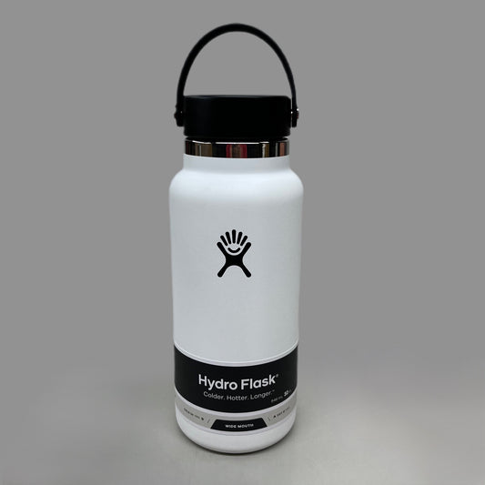 HYDROFLASK Wide Mouth Flex Cap Pro-Grade Stainless Steel White 32 oz W32BTS110